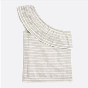 J Crew Factory One Shoulder Striped Ruffle Top